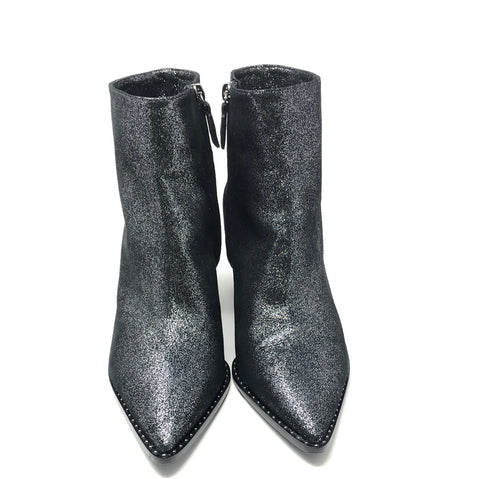 CASADEI Black Shiny Pointed Toe Side Zip Bootie