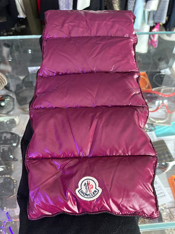 Moncler Eggplant Puffer Scarf with Black Fleecew