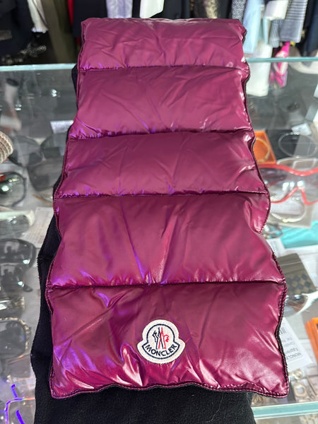 Moncler Eggplant Puffer Scarf with Black Fleecew