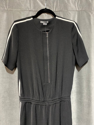 Vince Black Zip Top Shortsleeve Jumpsuit with Elastic Waist