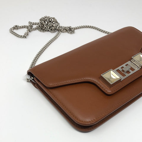 Proenza Schouler Brown and Silver Hardware Wallet on a Chain