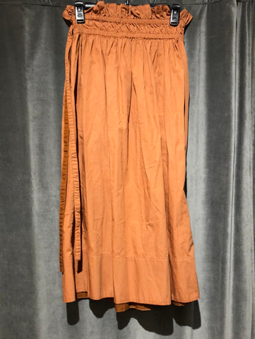 Ulla Johnson Cotton Burnt Orange Elastic Paperbag waist Midi Skirt