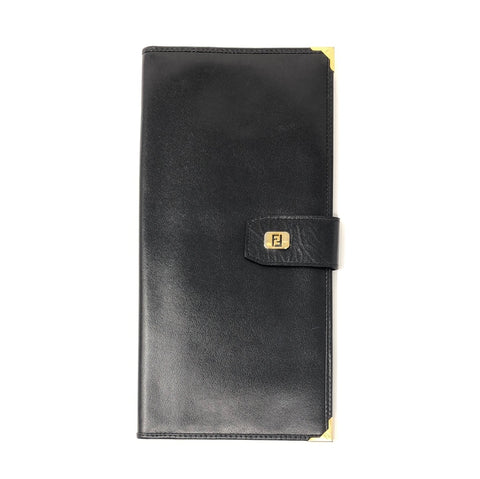 Vintage: Fendi Black Large Leather Travel Wallet