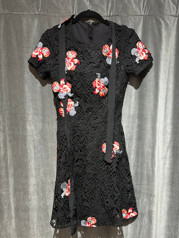Sachin & Babi Black Short Sleeve Embroidered Floral Dress