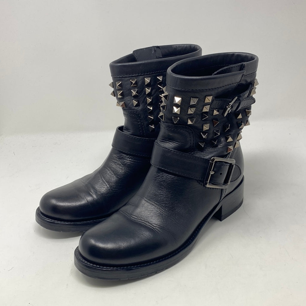VALENTINO Black Studded Moto Boot