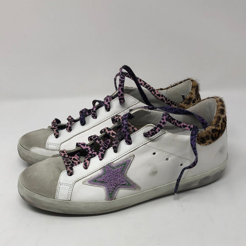 Golden Goose Super Star White leather Sneaker with Leopard Back