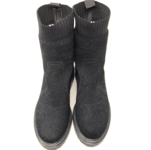 Gianvito Rossi Black Elastic Fabric Lug Bootie