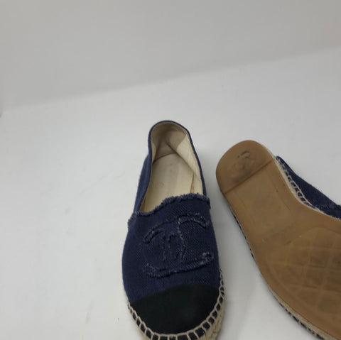 Chanel Dark Denim Espadrile with Black Toe