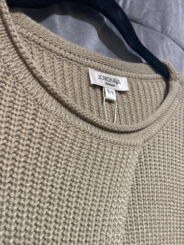Jovonna Beige Knit Tunic Sweater Top