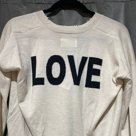 Zadig and Voltaire Cream V Neck Cropped Sweater with LOVE on the back