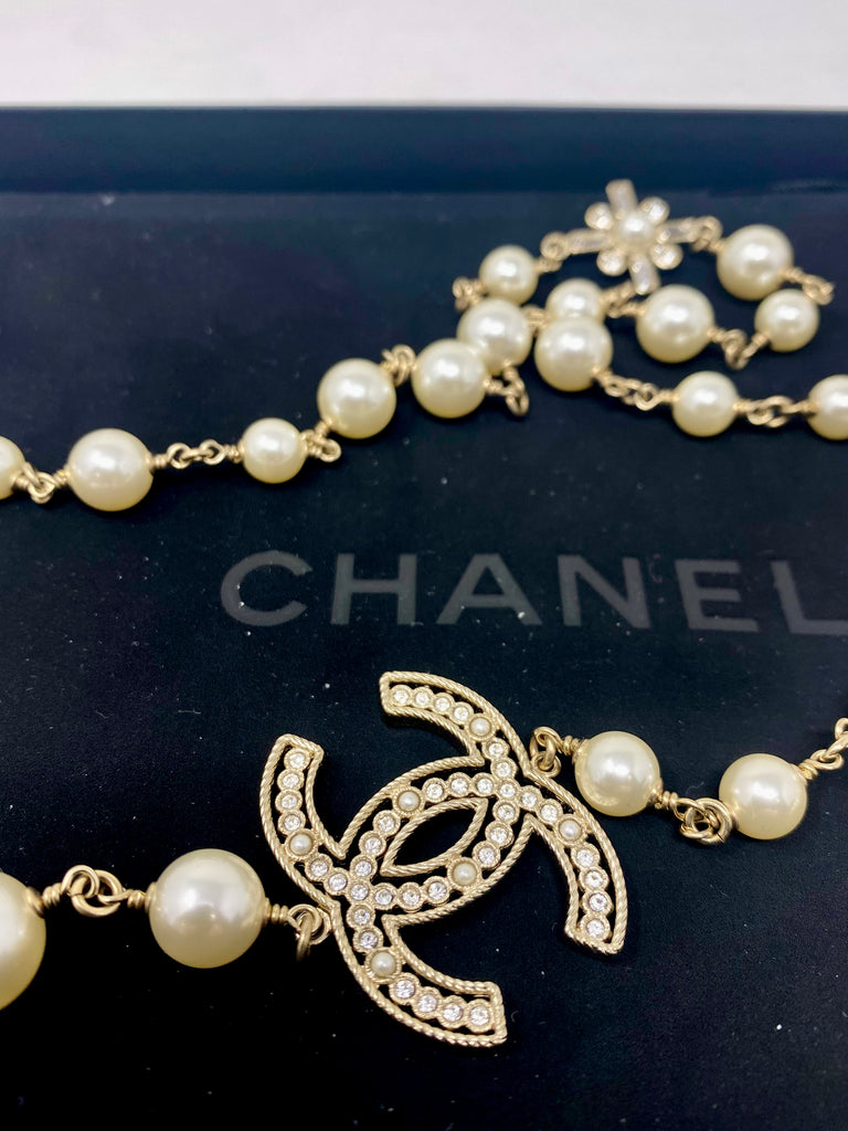 Chanel Pearl and Crystal Necklace with Charms