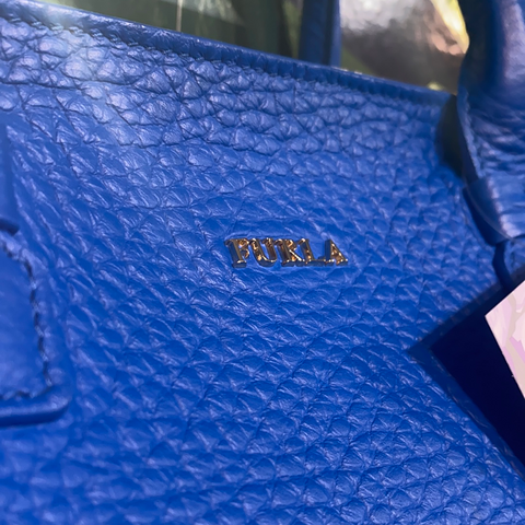 Furla Leather Medium Blue Top Handle Top Zip Tote