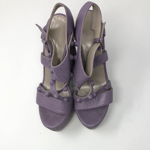 Balenciaga Lavender Leather and Wicker espadrille Wedge
