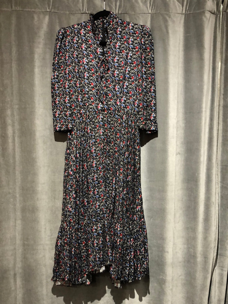 Petersyn Long Sleeve Floral Print Midi Dress Shoulder Pad