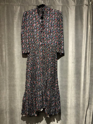 Petersyn Long Sleeve Floral Print Midi Dress Shoulder Pad