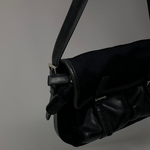 Vintage: Prada Navy Nylon and Leather Crossbody Bag