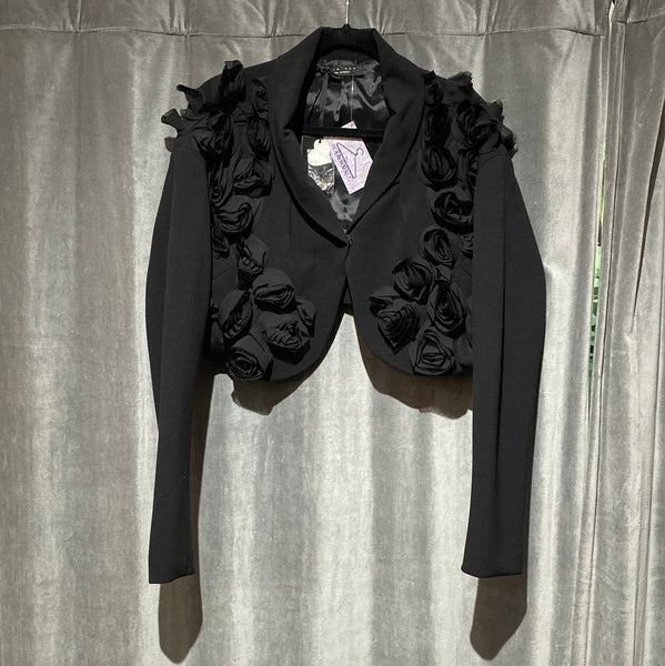 Twin Set By Simona Barbiere Black Cropped Blazer with Petals