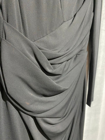 Elie Saab Black Long Sleeve Stretch Lace Trimmed Knee Length Dress