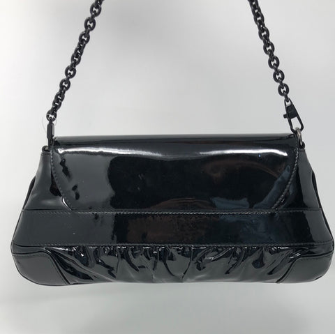 Vintage: Gucci Black Patent Leather Clutch with Bow and Shoulder Strap