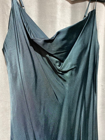 Zara Emerald Green Silk Long Slip Dress