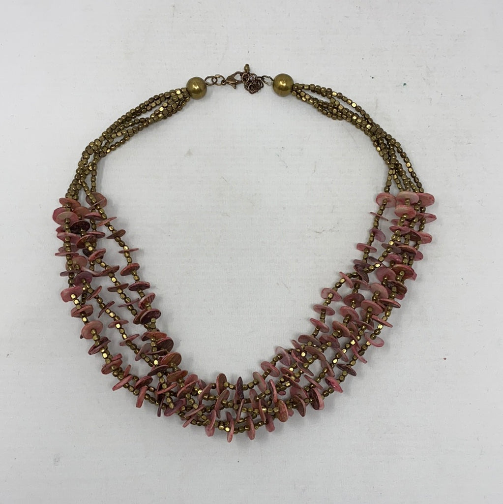 Pink Disc Layered Beaded Necklace