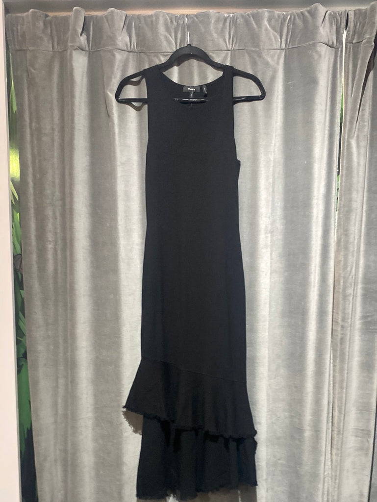 Theory Black Sleeveless Knit Unfinished Hem Maxi Dress