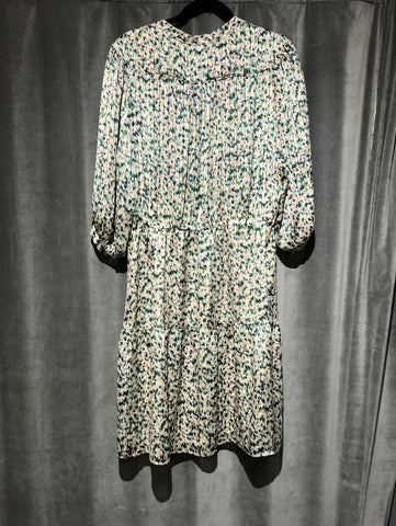 Gerard Darel Multicolor 3/4 Floral Sleeve White Base Dress