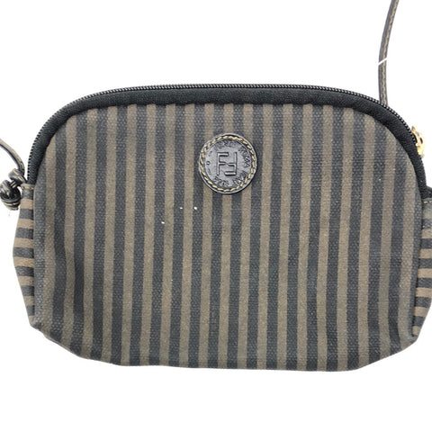 Vintage: Fendi Pequin Stripe Crossbody Bag with Brown Leather Strap