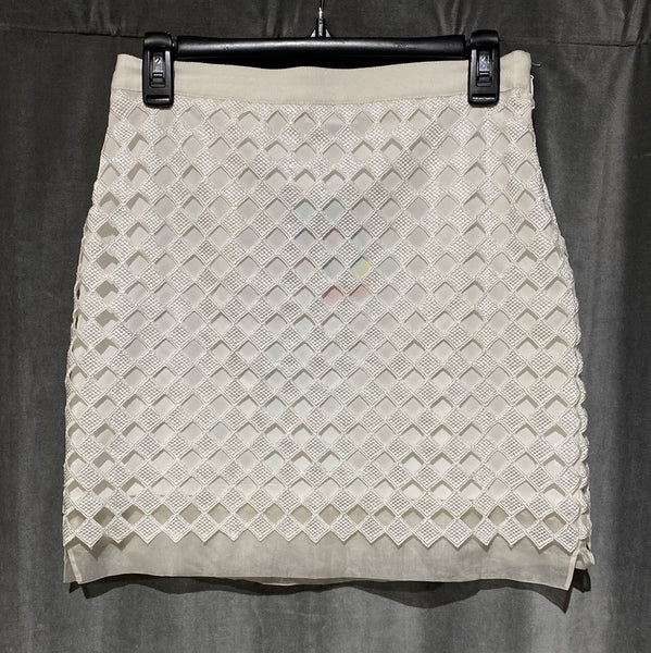 Club Monaco White Diamond Crochet Mini Skirt