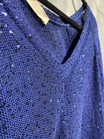 Stella McCartney Blue Knit Long Sleeve Sweater with Sequins