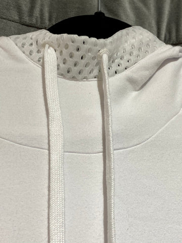 Alo White Hooded Sweatshirt with White Mesh Front Pocket