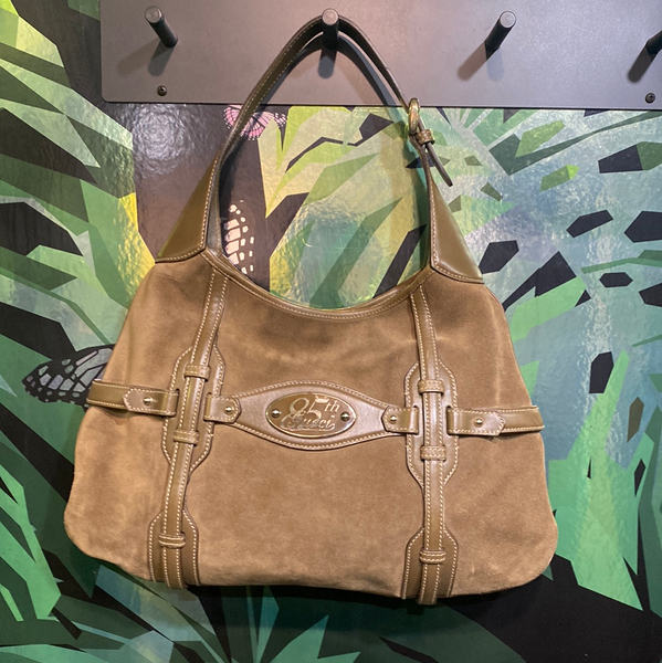 Vintage: Gucci Tan Suede and Leather Small Hobo Bag 85th Anniversary