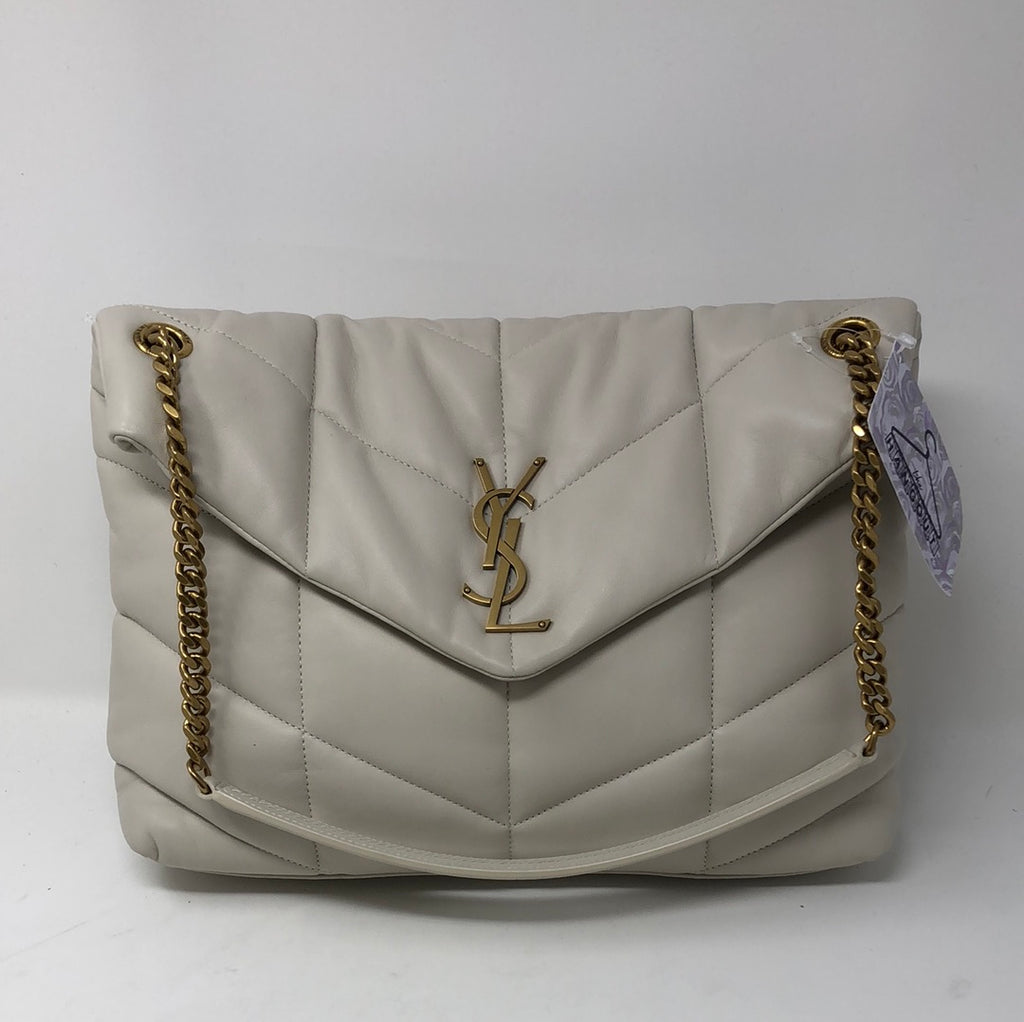 YSL Cream Soft Leather Sintra SPORT with Gold Hardware