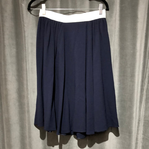 PRADA Navy flare skirt with white ivory ribbon