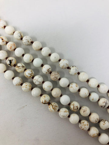 BEADS: Ivory and Brown Marble Extra Long Necklace