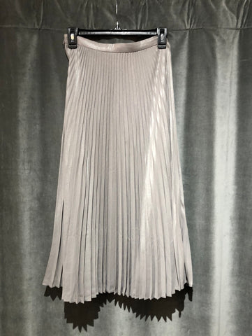 Club Monaco Silver Metallic Pleated Midi Skirt