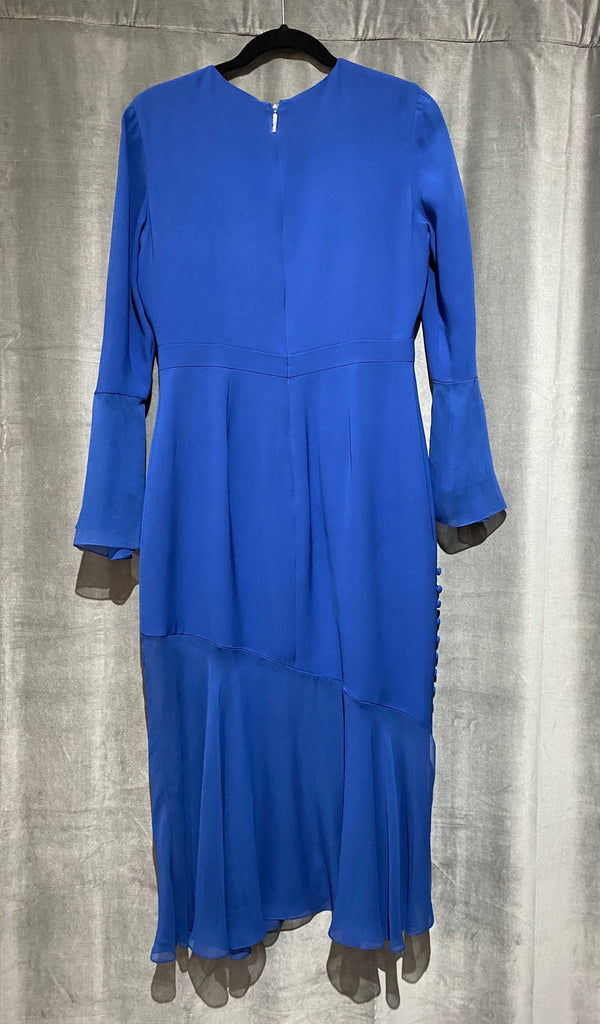 Prabal Gurung Bell-Sleeve Silk Midi Dress with Asymmetric Skirt