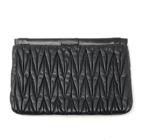 Miu Miu Black Leather Gauffre Napa Clutch