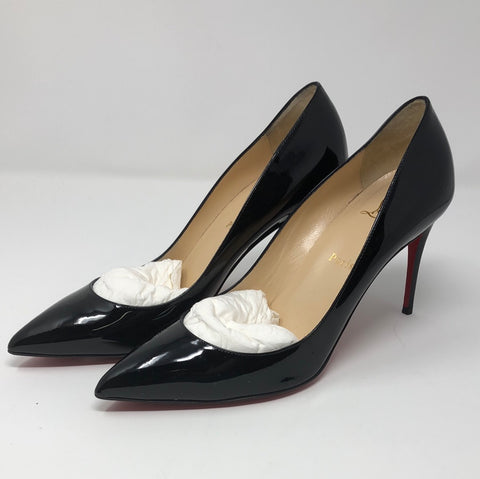 Christian Louboutin Black Patent Leather Pointed Toe 85 Heel
