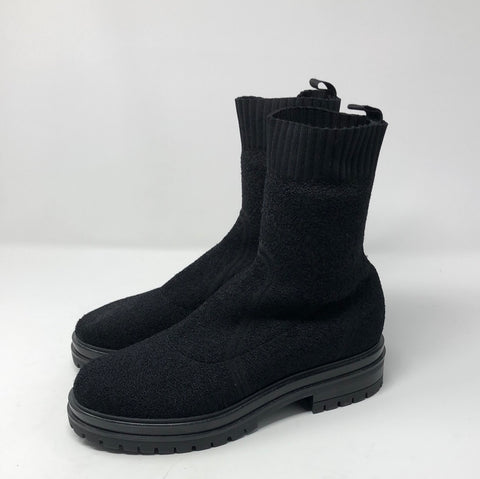 Gianvito Rossi Black Elastic Fabric Lug Bootie
