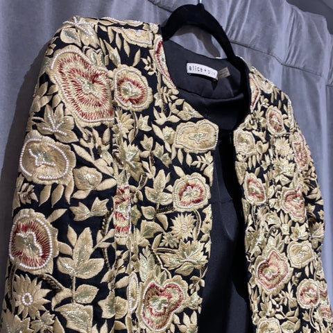 Alice & Olivia brown Sequin/ Embroidered Gold and Beaded Coat