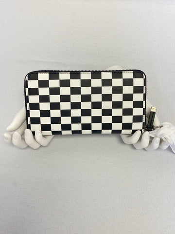 Dior Wallet Black and White Checkered Leather Clutch
