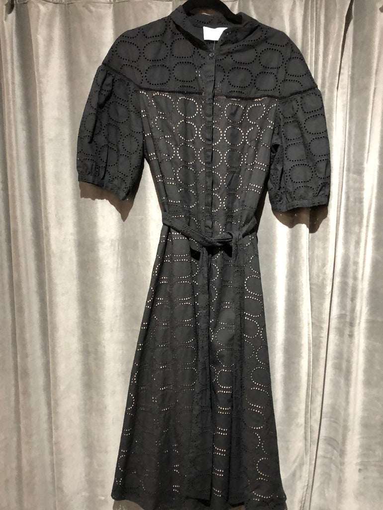 PEARL Black Embrodered Cotton Maxi Dress