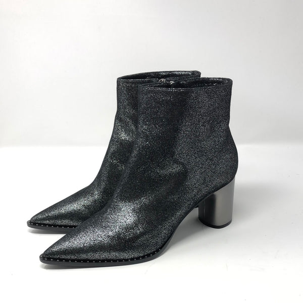 CASADEI Black Shiny Pointed Toe Side Zip Bootie