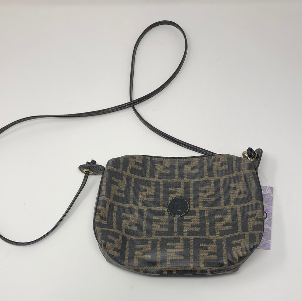 Vintage: Fendi FF Logo Top Zip Crossbody Bag