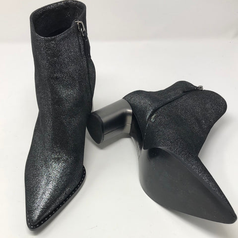 CASADEI Black Shiny Pointed Toe Side Zip Bootie
