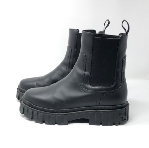 Fendi Black Slip On Lug Boot with Elastic Sides