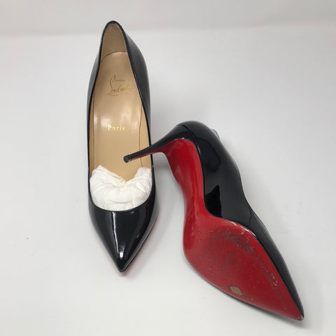 Christian Louboutin Black Patent Leather Pointed Toe 85 Heel