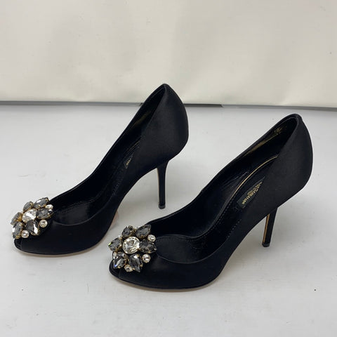 Dolce and Gabbana Black Satin Peep Toe Heel