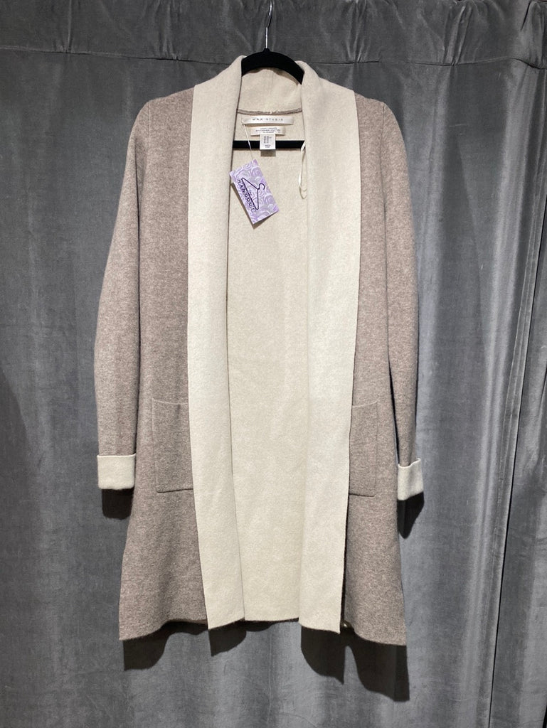 MAX Studio Grey and Ivory Luxe Cashmere Cardigan
